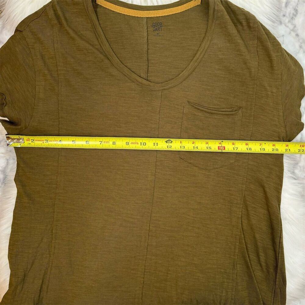 Good Hart Womens V-Neck Tee Size Medium Olive Green Cotton‎ Normcore Mori Girl - Picture 14 of 16